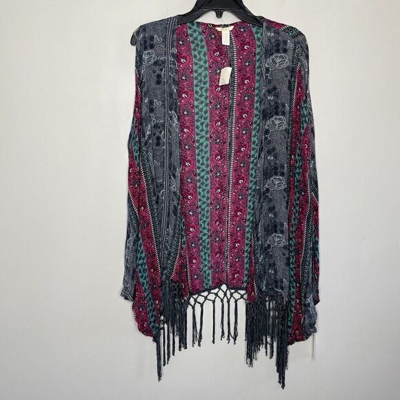 FOREVER 21 Sleeveless Top Womens S/M Open Cardigan NEW Fringe Detail Lightweight - Picture 1 of 9